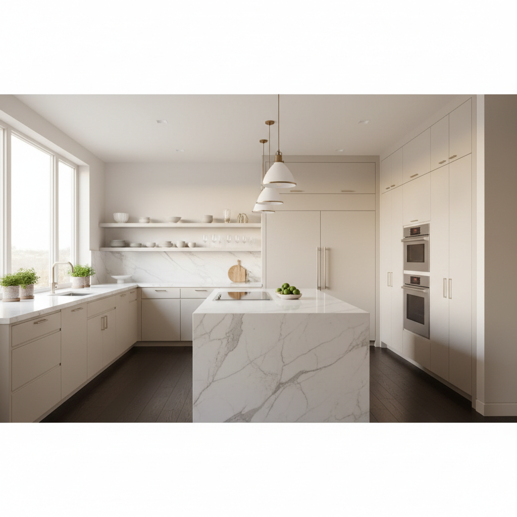 Upscale kitchen with integrated Thermador-style appliances